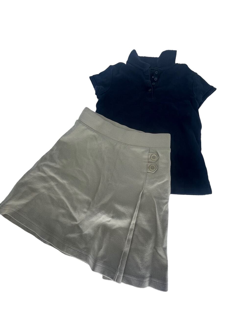 Cat & Jack Girls School Uniform Khaki Shirt Black Polo Shirt Youth Small 6/6X
